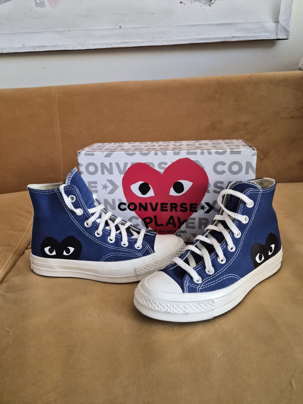 NIB Converse x Comme des Garçons PLAY Blue High Top Sneakers size 6
